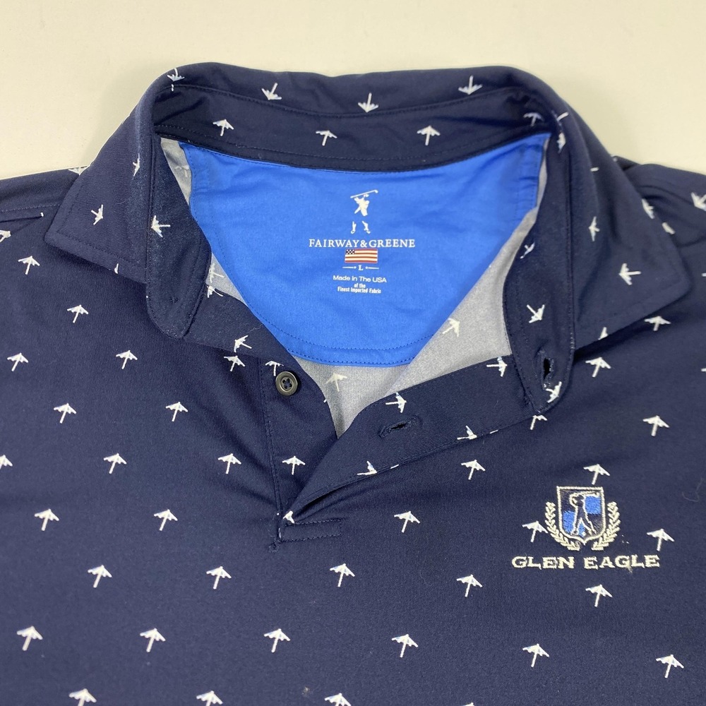 Fairway & Greene Polo Shirt Mens Large Navy Golf Glen Eagle Embroidered Made USA